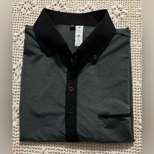 “State and Liberty” Men's Forest Green Polo with Black Contrast accents. (XL)